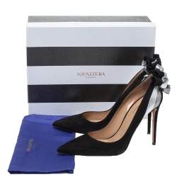 Pre Owned Aquazzura Black/Silver Suede and Leather Fire Pumps Size 40