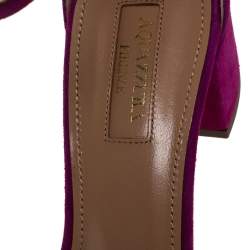 Pre Owned Aquazzura Purple/Gold Suede and Patent Leather Moon Ray Sandals Size 37.5