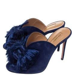 Pre Owned حذاء مولز أكوازورا زهرة اللوتش سويدى كحلى مقاس 36