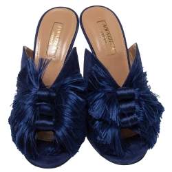 Pre Owned حذاء مولز أكوازورا زهرة اللوتش سويدى كحلى مقاس 36