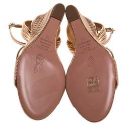 Pre Owned صندل أكوازورا نعل روكى صندانس جلد لامع ذهبى مقاس 36