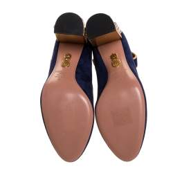 Pre Owned حذاء كعب عالي أكوازور ستار لاكى سويدي كحلى  بحزام للكاحل مقاس 38.5 