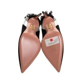 Pre Owned حذاء كعب عالى أكوازورا مقدمة مدببة فاير جلد سويدى فضى / أسود مقاس 37