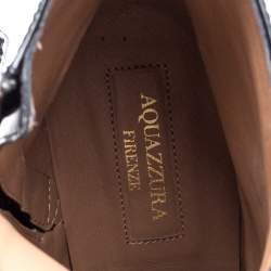 Pre Owned حذاء بوتيز للكاحل أكوازورا غرنل جلد لامع أسود مقاس 37