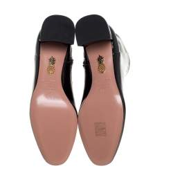 Pre Owned حذاء بوتيز للكاحل أكوازورا غرنل جلد لامع أسود مقاس 37