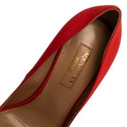 Aquazzura Red Moire Fabric Sunlight Embellished Pointed Toe Pumps Size 36