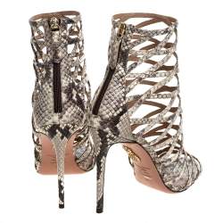 Pre Owned صندل أكوازورا نوكاوت جلد نقش ثعبان بنى مقاس 39