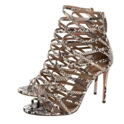 Pre Owned صندل أكوازورا نوكاوت جلد نقش ثعبان بنى مقاس 39