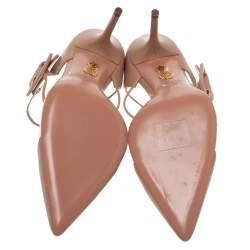 Pre Owned Aquazzura Beige PVC And Leather Optic 85 Buckle Sandals Size 39