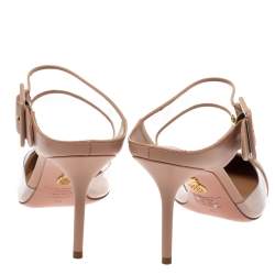 Pre Owned Aquazzura Beige PVC And Leather Optic 85 Buckle Sandals Size 39