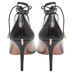 Pre Owned حذاء كعب عالي أكوازورا ماجيك جلد أسود وبي في سي بحزام للكاحل مقاس 37.5