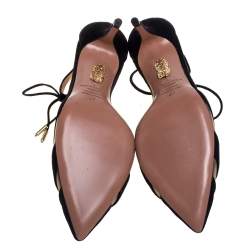 Pre Owned Aquazzura Black Suede Ankle Wrap Sandals Size 37