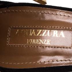 Pre Owned Aquazzura Black Suede Ankle Wrap Sandals Size 37