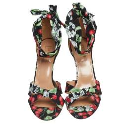 Pre Owned صندل أكوازور قماش طباعة شيري بلوسوم متعدد الألوان مقاس 39