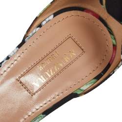 Pre Owned صندل أكوازور قماش طباعة شيري بلوسوم متعدد الألوان مقاس 39