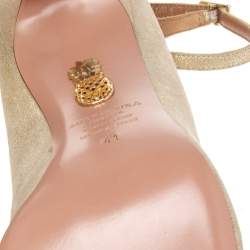 Pre Owned Aquazzura Beige Suede Dolce Vita Ankle Strap Pumps Size 41