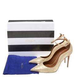 Pre Owned Aquazzura Beige Suede Dolce Vita Ankle Strap Pumps Size 41