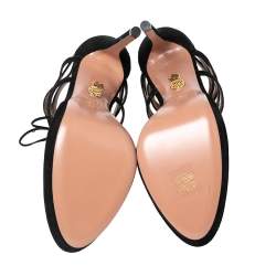 Aquazzura  Black Suede Belgravia Platform Sandals Size 39.5