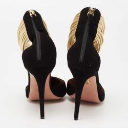 Pre Owned Aquazzura Black Suede Hello Lover Ankle Strap Pumps Size 40.5