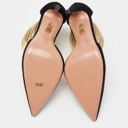 Pre Owned Aquazzura Black Suede Hello Lover Ankle Strap Pumps Size 40.5