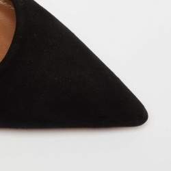 Pre Owned Aquazzura Black Suede Hello Lover Ankle Strap Pumps Size 40.5