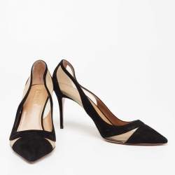 مملوكة مسبقًا Aquazzura Black Suede and Mesh Savoy Pumps Size 41