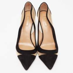مملوكة مسبقًا Aquazzura Black Suede and Mesh Savoy Pumps Size 41