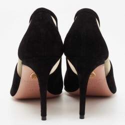 مملوكة مسبقًا Aquazzura Black Suede and Mesh Savoy Pumps Size 41
