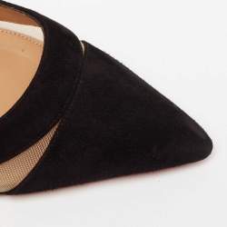 مملوكة مسبقًا Aquazzura Black Suede and Mesh Savoy Pumps Size 41