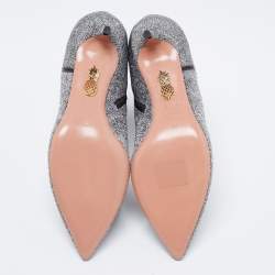 Pre Owned حذاء بوت للكاحل أكوازورا قماش لوركس فضي مقاس 36