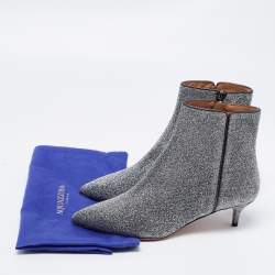 Pre Owned حذاء بوت للكاحل أكوازورا قماش لوركس فضي مقاس 36