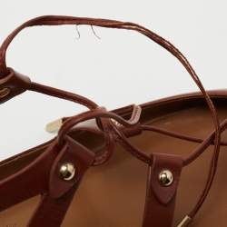 Pre Owned Aquazzura Brown Leather Ankle Tie Ballet Flats Size 36