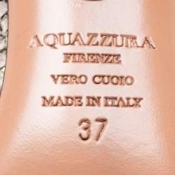 Pre Owned Aquazzura Two Tone Python Embossed Leather Love Affair Ankle Strap Pumps Size 37