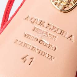 Pre Owned Aquazzura Red Suede Wild Thing Ankle Wrap Sandals Size 41