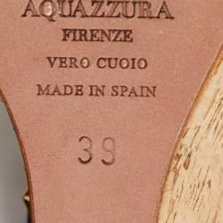 Pre Owned Aquazzura Blue Canvas Wedges Sandals Size 39