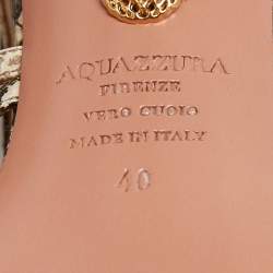 Pre Owned Aquazzura Cream/lBlack Python Embossed Leather Knockout Cage Sandals Size 40