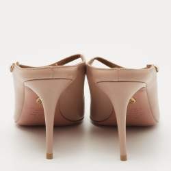 Pre Owned Aquazzura Pink Leather Nolita Pearl Mules Size 39.5