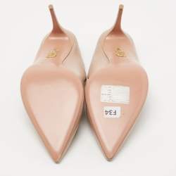 Pre Owned Aquazzura Pink Leather Nolita Pearl Mules Size 39.5