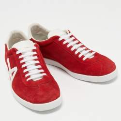 Pre Owned Aquazzura Red Suede A low Top Sneakers Size 39