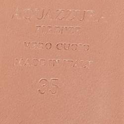 Pre Owned Aquazzura Black Leather and Canvas Mondaine Flat Mules Size 35