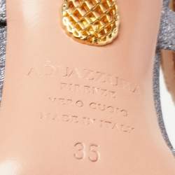 Pre Owned Aquazzura Silver Glitter Leather Forever Pumps Size 35