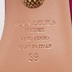 Pre Owned Aquazzura Purple/Gold Suede and Patent Leather Moon Ray Sandals Size 39