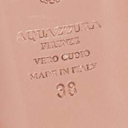 Pre Owned Aquazzura Coral Canvas Crystal Embellished Blossom Flat Mules Size 38