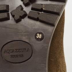 Pre Owned Aquazzura Olive Green Suede and Fur Ankle Boots Size 38
