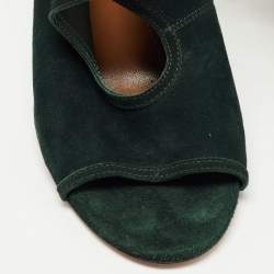Pre Owned Aquazzura Dark Green Suede Ankle Strap Sandals Size 38