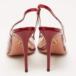 Pre Owned Aquazzura Red PVC and Patent Leather Trim Temptation Slingback  Pumps Size 39.5