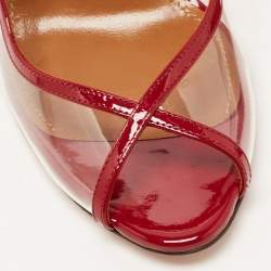 Pre Owned Aquazzura Red PVC and Patent Leather Trim Temptation Slingback  Pumps Size 39.5