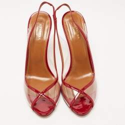 Pre Owned Aquazzura Red PVC and Patent Leather Trim Temptation Slingback  Pumps Size 39.5
