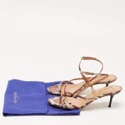 Pre Owned Aquazzura Multicolour Python Embossed Leather Ankle Strap Sandals Size 37