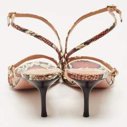 Pre Owned Aquazzura Multicolour Python Embossed Leather Ankle Strap Sandals Size 37